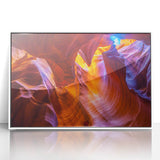 Acrylic print of Antelope Canyon in Arizona with smooth orange and red rock formations, ideal for modern art wall decor.