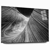 Large abstract depiction of Coyote Buttes in Arizona in muted earth tones on an acrylic glass print.