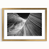 Extra large abstract art print depicting Arizona's Coyote Buttes in textured earth tones on a framed canvas.