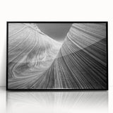 Large abstract wall art of Arizona's Coyote Buttes in muted earth tones on a framed acrylic.