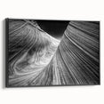 Black and white framed canvas of Coyote Buttes landscape, ideal for bedroom wall art.