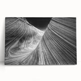 Black and white image of Arizona's Coyote Buttes on stretched canvas, ideal for kitchen wall art or bedroom ambiance.