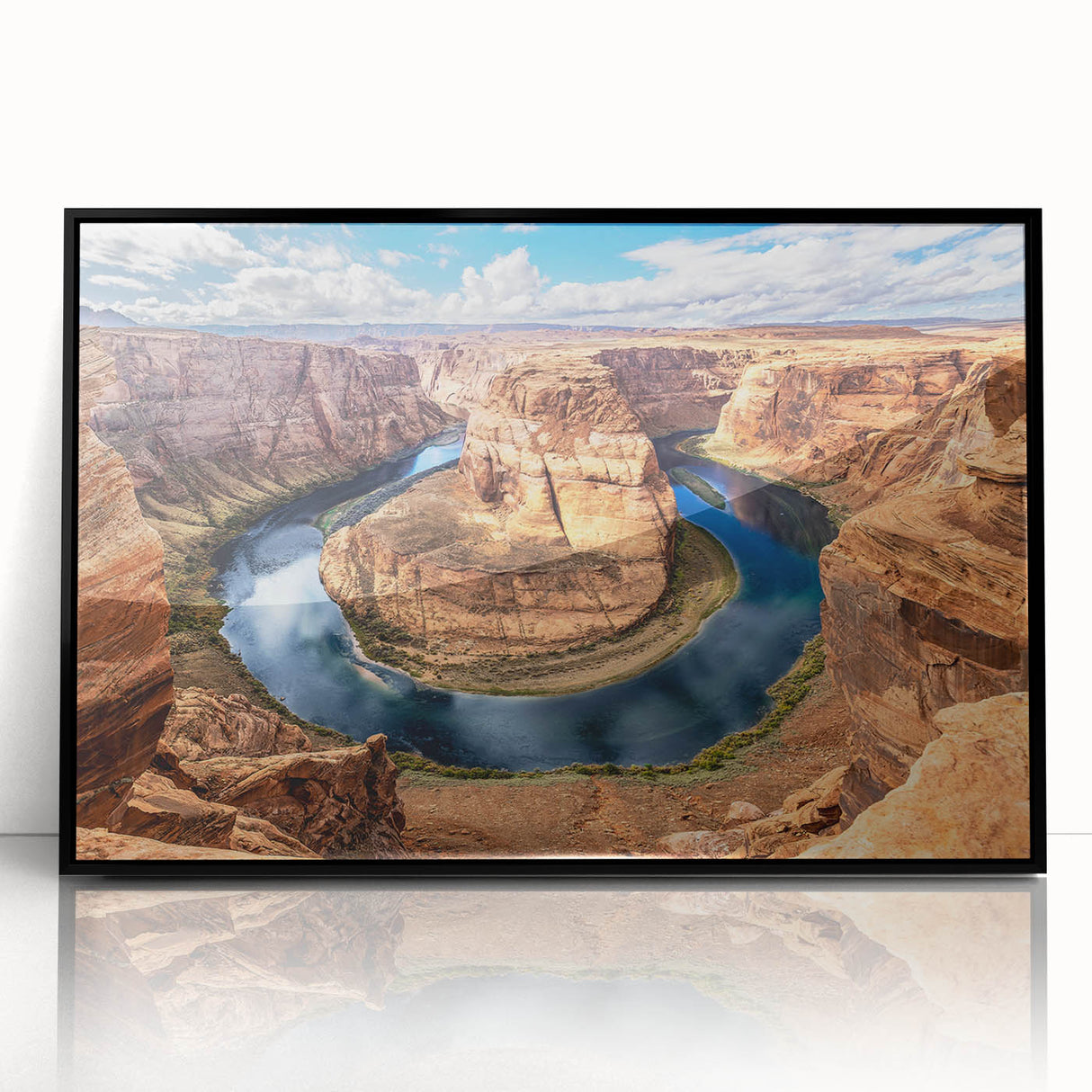 Large abstract wall art depicting Glen Canyon in muted earth tones on a framed acrylic.