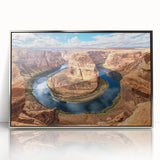 Mid-century modernist art of Glen Canyon in pastel shades on a silver-framed acrylic, ideal for modern art wall decor.