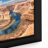 Extra large framed canvas of Glen Canyon in Arizona, featuring textured black and colorful art, ideal for living room decor.
