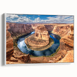 Vintage poster art of Glen Canyon in vibrant colors on a large framed canvas, ideal for living room decor.