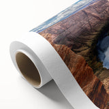 Art Deco poster of Glen Canyon, Arizona, on rolled canvas with muted earth tones, ideal for nursery wall art.