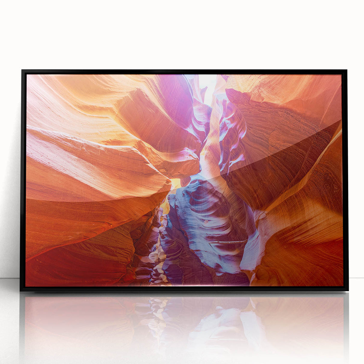 Large abstract wall art of the Grand Canyon in muted earth tones on framed acrylic, suitable for modern living room decor.