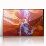 Large art print of the Grand Canyon in vibrant earth tones on a framed acrylic, ideal for modern art wall decor.