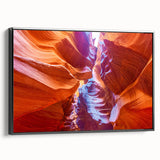 Black and white framed canvas of the Grand Canyon in a vintage poster style, ideal for bedroom wall decor.