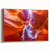 Vintage poster art of the Grand Canyon in muted earth tones on a framed canvas, ideal for bedroom wall decor.