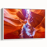 Vintage poster art of the Grand Canyon in vibrant colors on a framed canvas, suitable for living room decor.