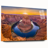 Acrylic print of Horseshoe Bend, Arizona in muted earth tones, ideal for bedroom or dining room art.