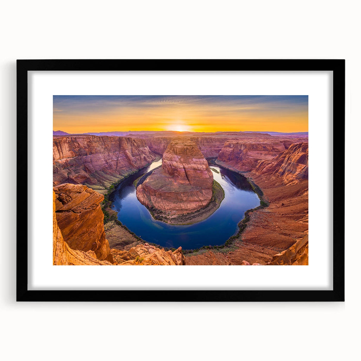 Extra large, colorful art print of Arizona's Horseshoe Bend in abstract style on a textured canvas.