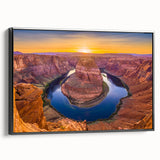 Black and white framed canvas of Horseshoe Bend in Arizona, ideal for bedroom wall art.