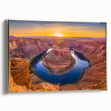 Landscape art painting of Horseshoe Bend, Arizona, in vibrant colors on a framed canvas, ideal for living room decor.
