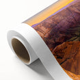 Art deco poster of Horseshoe Bend in Arizona, with vibrant sunset hues on a rolled canvas, ideal for nursery wall art.