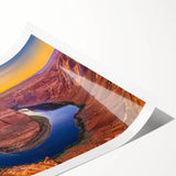 Extra large rolled print of Horseshoe Bend, Arizona, in muted earth tones, ideal for large living room wall art.