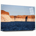 Acrylic print of Lake Powell with vivid blue and orange hues, ideal for bedroom or dining room decor.