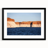 Extra large abstract art print of Lake Powell with vibrant, textured colors on a black framed canvas.