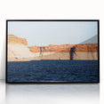 Large abstract wall art of Lake Powell, Arizona, in muted earth tones on a framed acrylic.