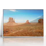 Acrylic print of Monument Valley with vibrant red and orange tones, ideal for modern art wall decor.