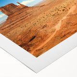 Art deco poster of Monument Valley in pastel shades on rolled canvas, suitable for dining room decor.