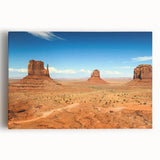 Black and white photograph of Monument Valley on stretched canvas, ideal for kitchen wall art.