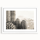 Abstract art print of Sedona landscape in muted earth tones on a white-framed mat, ideal for dining room decor.
