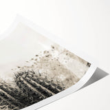 Extra large wall art featuring line art flowers in muted earth tones on a rolled canvas.