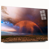 Large abstract depiction of the Arizona Sonoran desert in muted earth tones on acrylic glass.