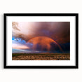 Colorful abstract art print of the Arizona Sonoran desert in vibrant hues on a large framed canvas.