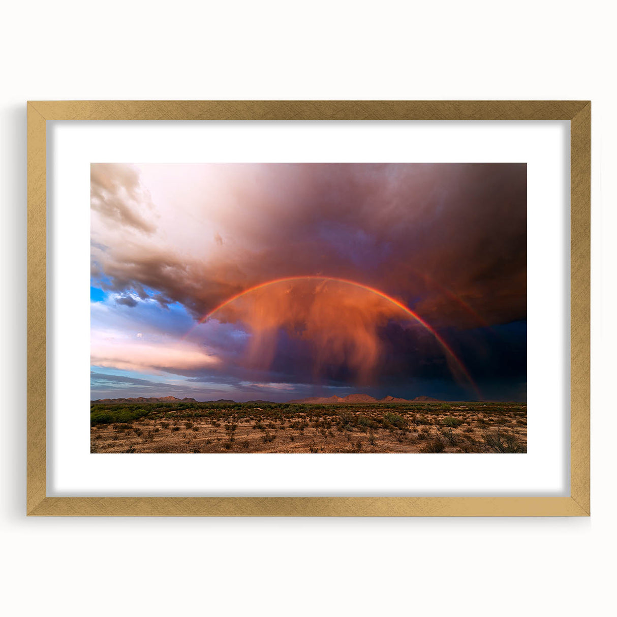 Extra large abstract art print depicting the textured Arizona Sonoran landscape in muted earth tones on a framed canvas.