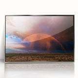 Mid-century modernist art depicting the Sonoran Desert in Arizona, featuring muted earth tones on a framed acrylic print.