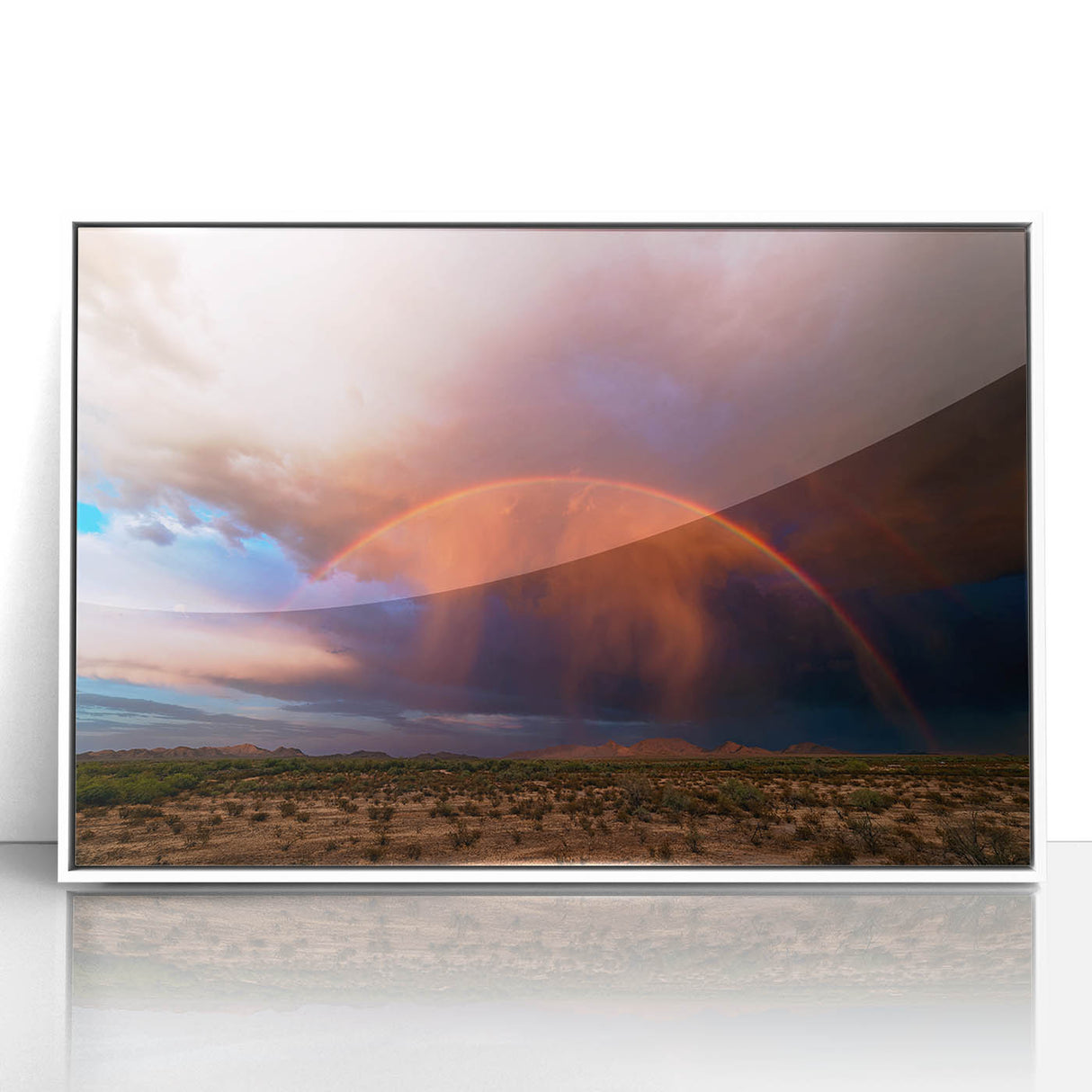 Art deco poster depicting the Arizona Sonoran desert in muted earth tones, framed acrylic, ideal for modern art wall decor.