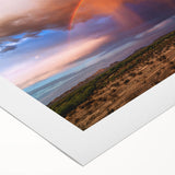 Art deco poster of Sonoran Desert with muted earth tones on rolled canvas, suitable for dining room decor.