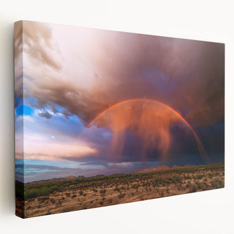 Large stretched canvas of the Sonoran Desert in Arizona, featuring muted earth tones, ideal for kitchen wall art.