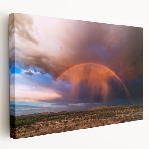 Large stretched canvas of the Sonoran Desert in Arizona, featuring muted earth tones, ideal for kitchen wall art.
