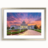 Textured abstract art print of Arkansas scenery in muted earth tones, framed in silver, ideal for bedroom art.