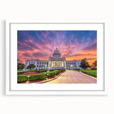 Abstract art print depicting a serene Arkansas landscape in muted green and blue tones, framed with a white mat.