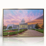 Mid-century modernist acrylic print of Arkansas scenery in muted earth tones, ideal for modern art wall decor.