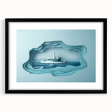 Extra large abstract art print of Alcatraz in colorful, textured hues on a black framed canvas, ideal for living room decor.