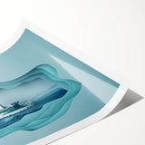 Extra large wall art featuring line art flowers over a muted backdrop of Alcatraz, ideal for large living room decor.