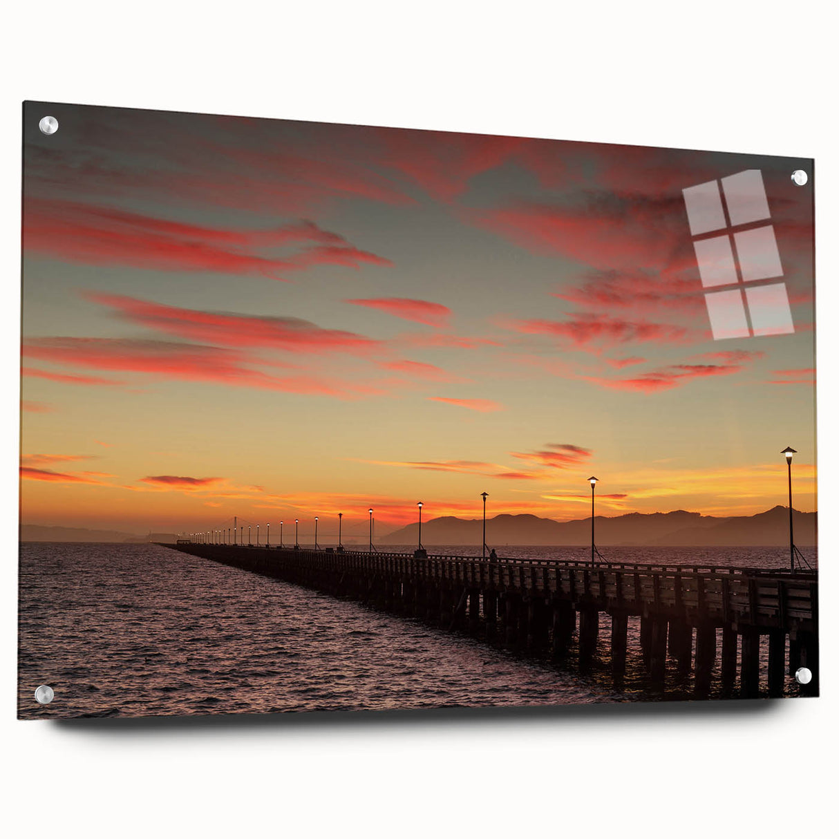 Acrylic print of a large abstract depiction of Berkeley, California in muted earth tones.