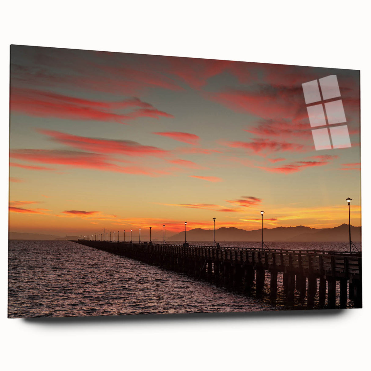 Large abstract wall art of Berkeley, California in muted earth tones on acrylic glass.