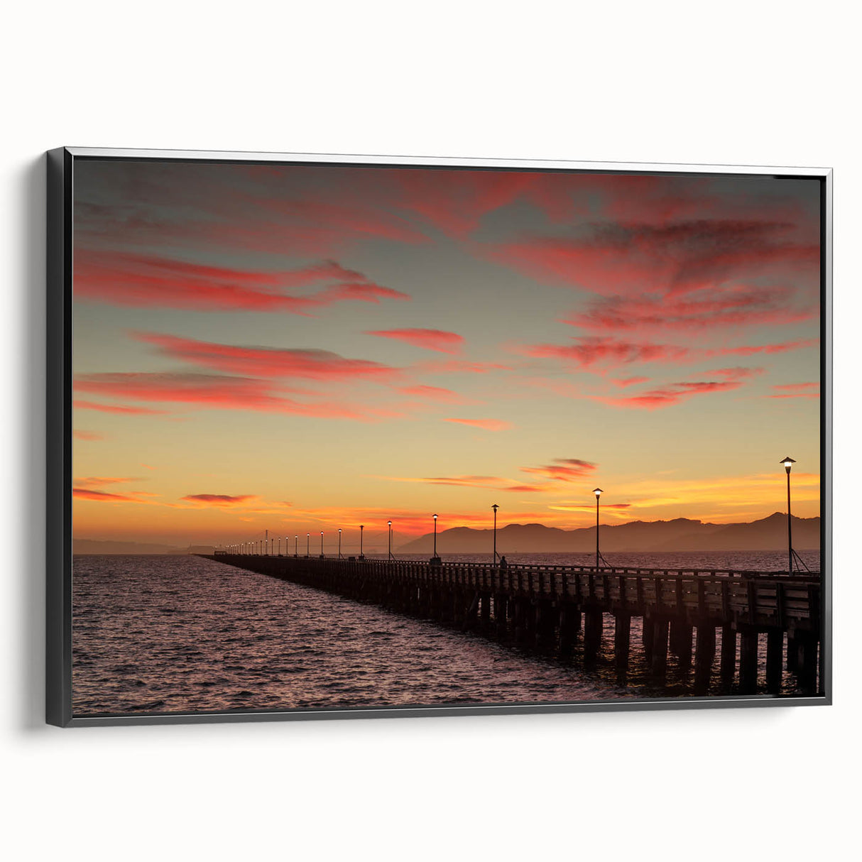 Framed canvas of a black and white vintage Berkeley landscape, ideal for bedroom wall art.