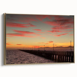 Framed canvas depicting a vintage-style Berkeley landscape in muted gold and black tones, ideal for bedroom wall art.