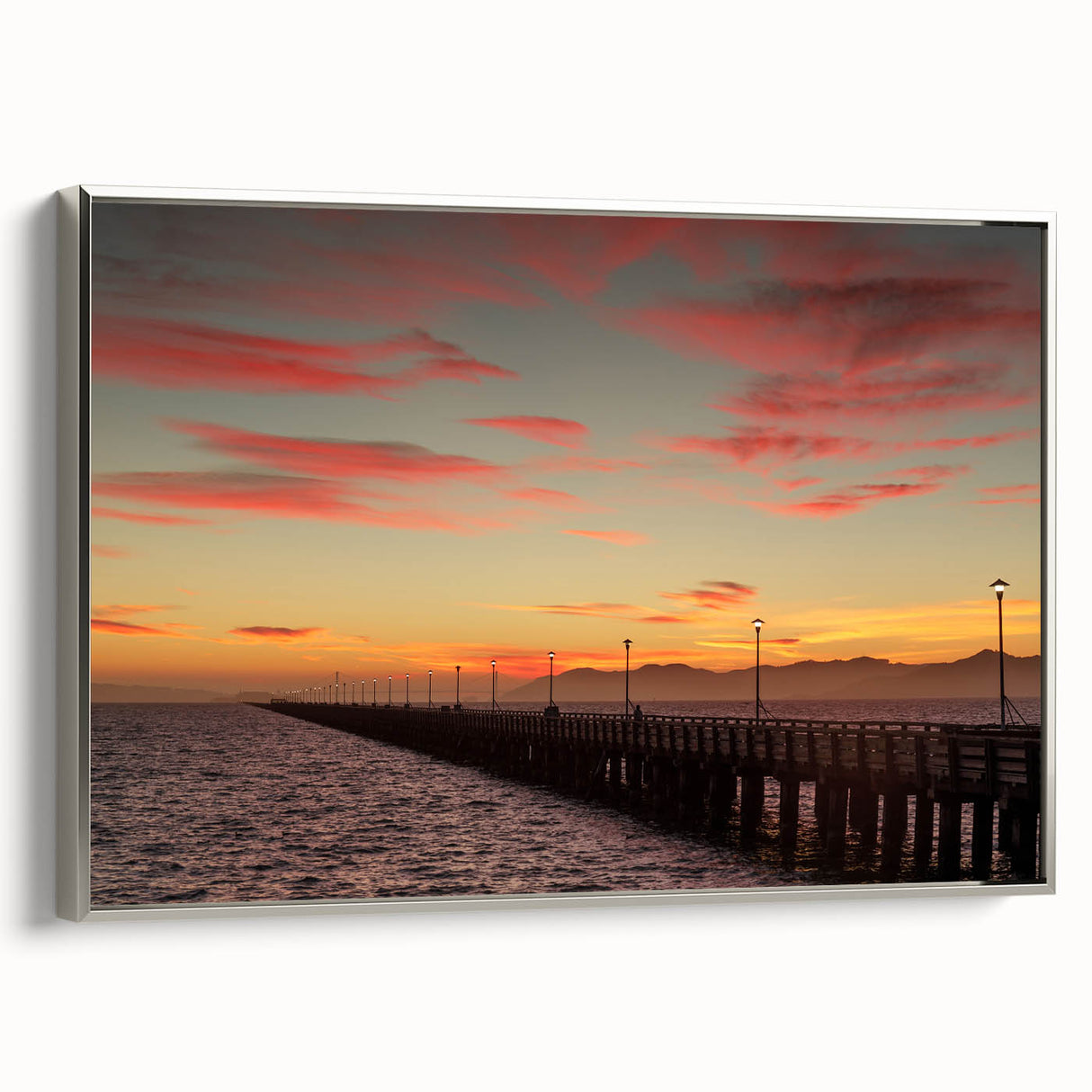 Landscape art painting of Berkeley, California in vibrant colors on a framed canvas, suitable for living room decor.