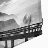 Large abstract depiction of Big Sur in muted earth tones on acrylic glass, suitable for dining room art.