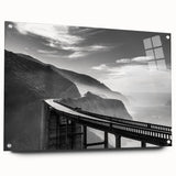 Acrylic print of Big Sur coastline with vivid blue and green tones, ideal for dining room decor.